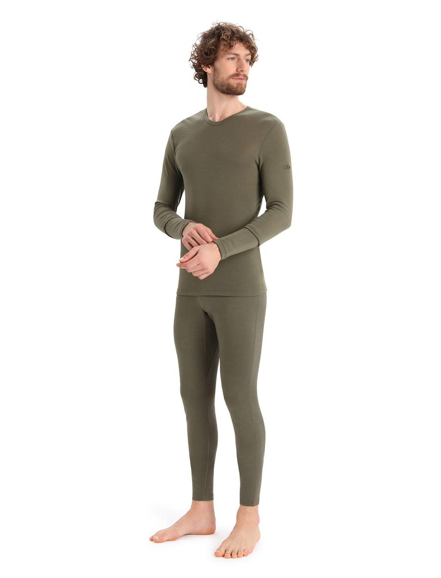 Icebreaker Merino 175 Everyday Long Sleeve Crewe Thermal Top Miesten Base Layers Oliivinvihreä | FI 1374ZUTG